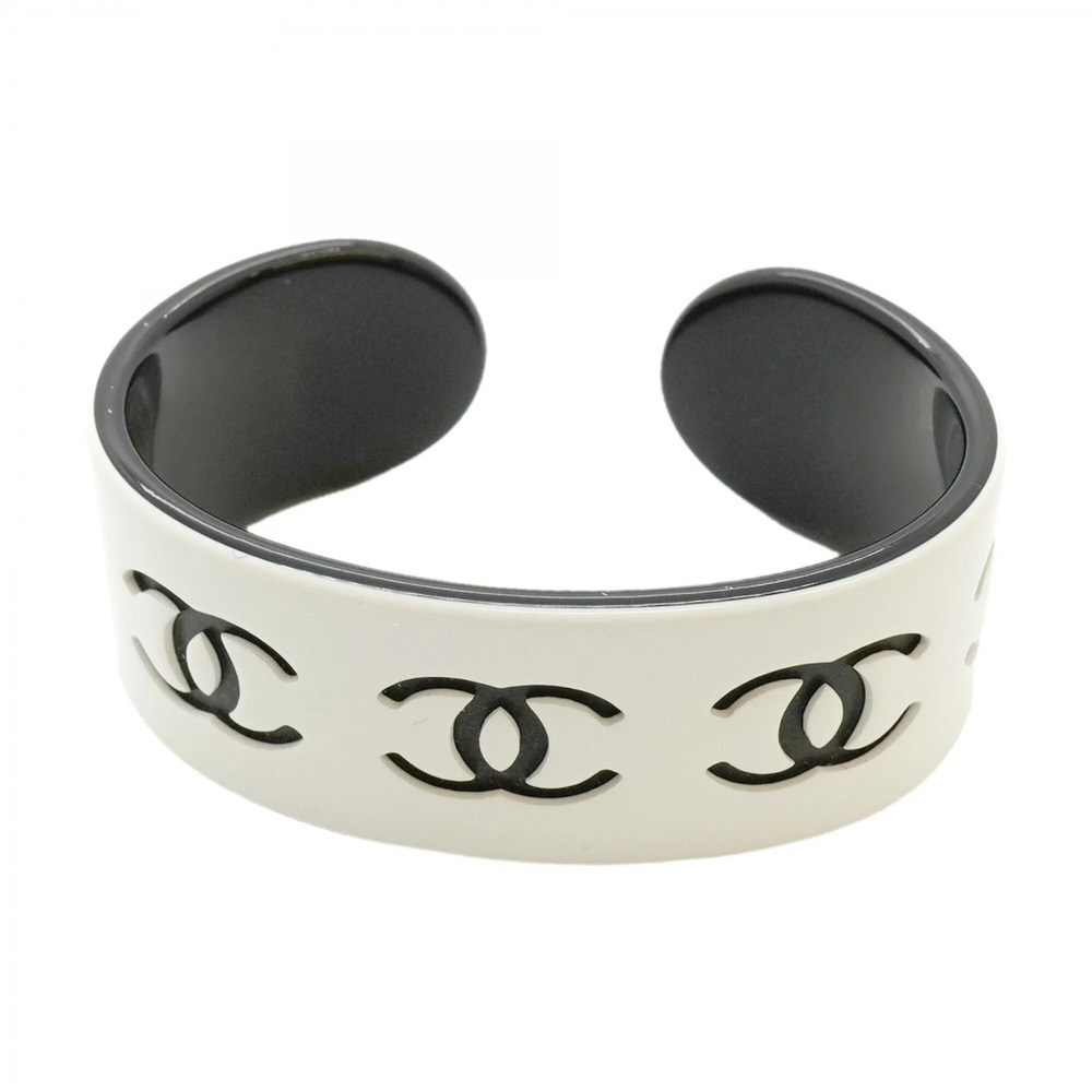CHANEL Authentic Black Logo Bracelet